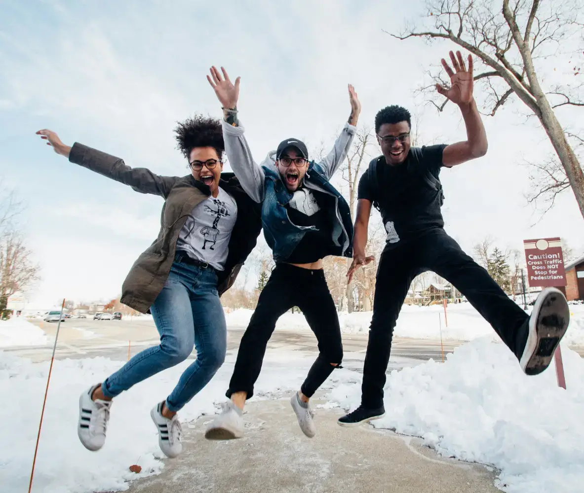 group of people jumping